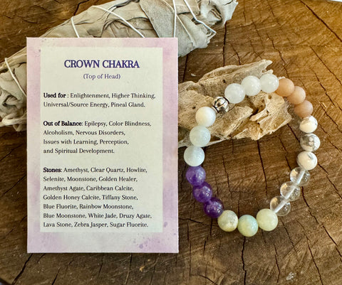 Fancy Beads - 8mm Crown Chakra Bracelet