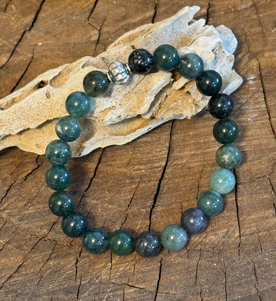 Fancy Beads - 8mm Moss Agate Bracelet