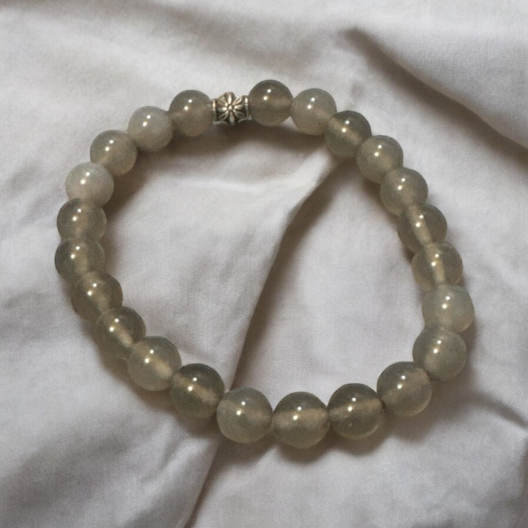 Fancy Beads - 8mm Grey & White Agate Bracelet