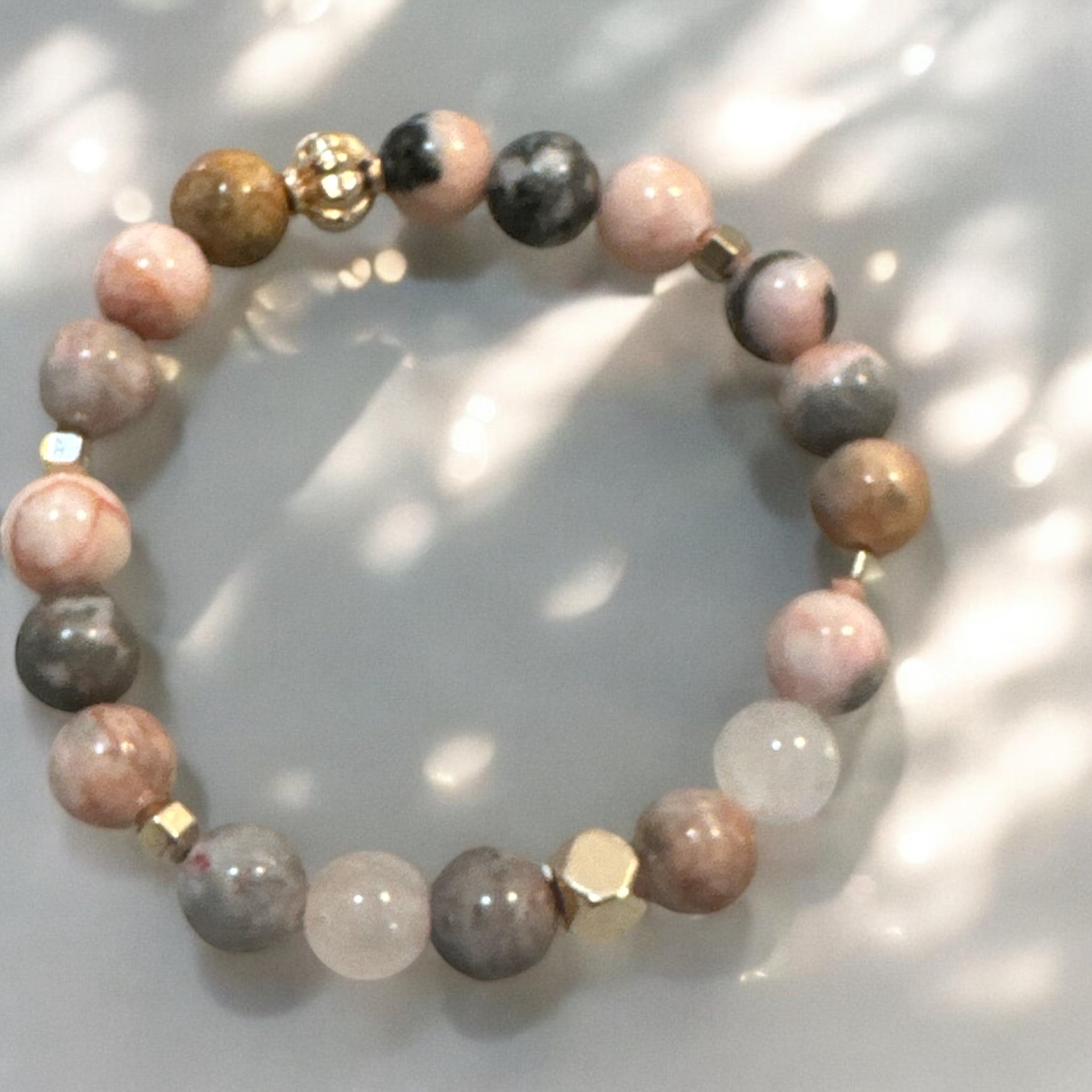 Fancy Beads - 8mm Pink Zebra Jasper Bracelet