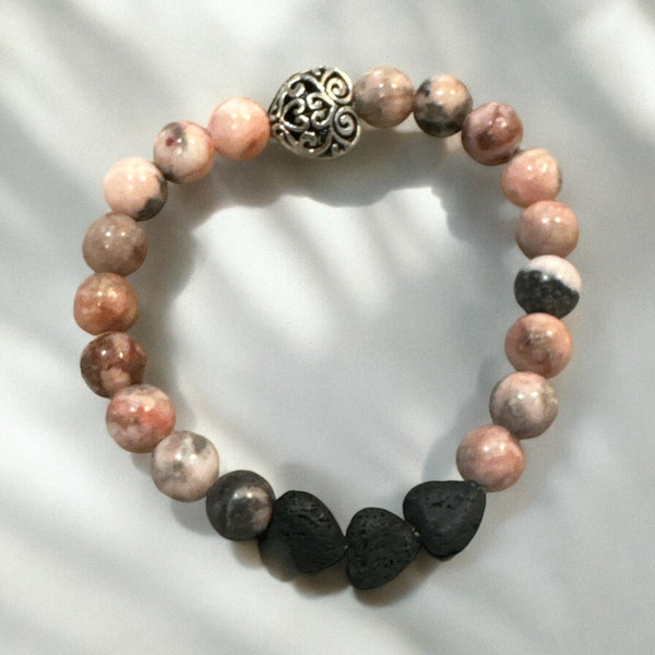 Fancy Beads - 8mm Pink Zebra Jasper Bracelet