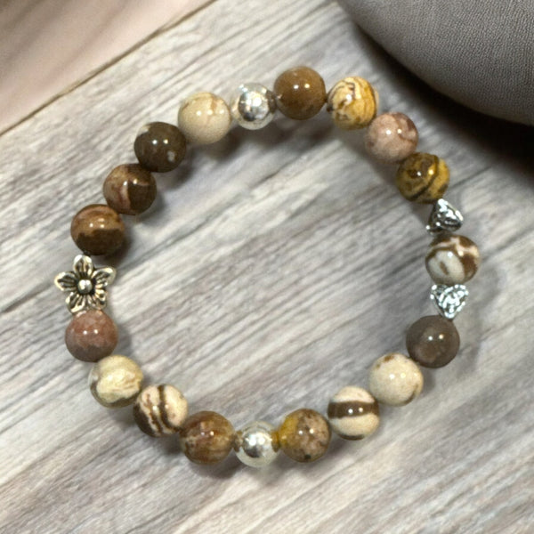 Fancy Beads - 8mm Zebra Jasper Bracelet