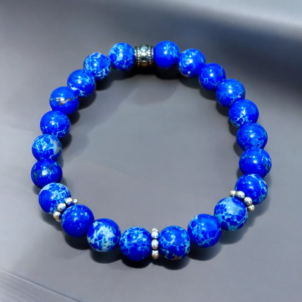 Fancy Beads - 8mm Blue Jasper Bracelet