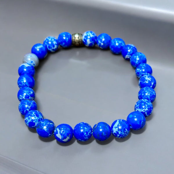 Fancy Beads - 8mm Blue Jasper Bracelet