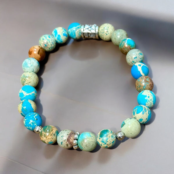 Fancy Beads - 8mm Blue Jasper Bracelet