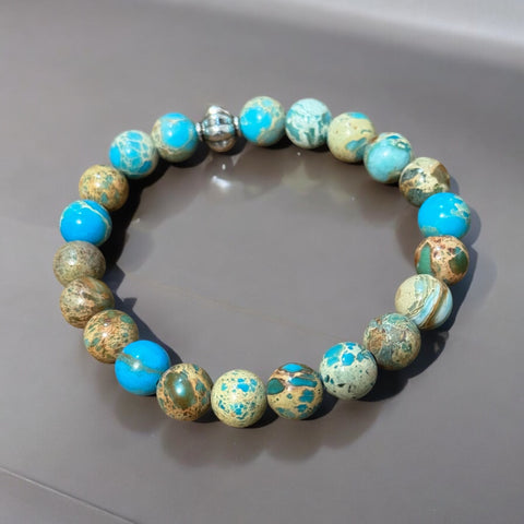 Fancy Beads - 8mm Blue Jasper Bracelet