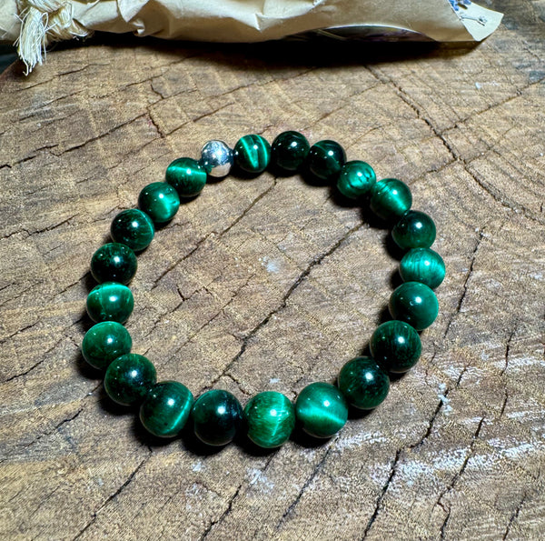 Fancy Beads - 8mm Green Tigers Eye Bracelet