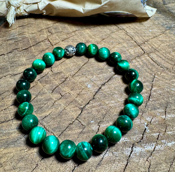 Fancy Beads - 8mm Green Tigers Eye Bracelet