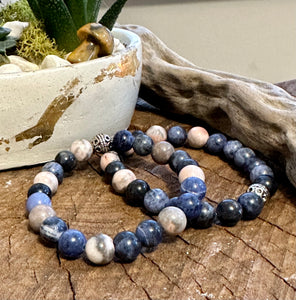 Fancy Beads - 8mm Sodalite & Pink Zebra Jasper Bracelet