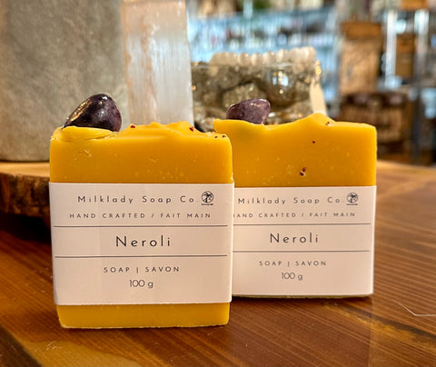 Milklady Soap Co. - Neroli Bar Soap With Gemstone