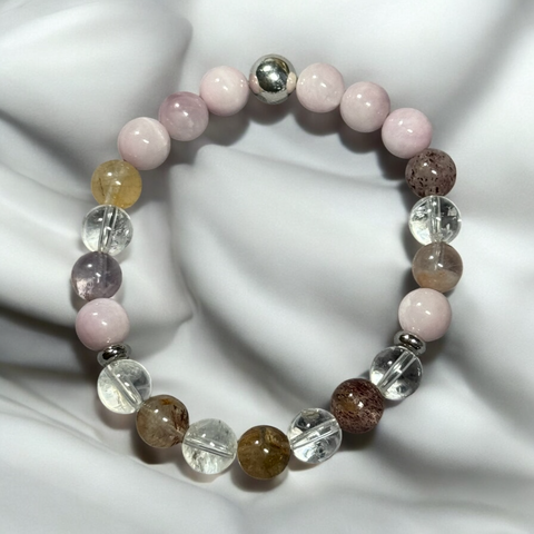 My Two Daughters Jewelry - Kunzite & Super Seven Bracelet 8mm Beads