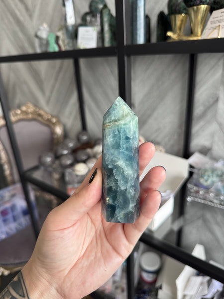 Kelowna Crystal Cave - Large Blue Fluorite Tower #2