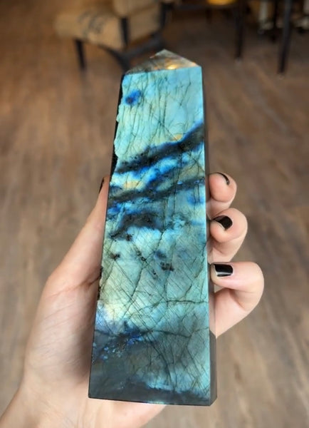 Kelowna Crystal Cave - Large Labradorite Obelisk 