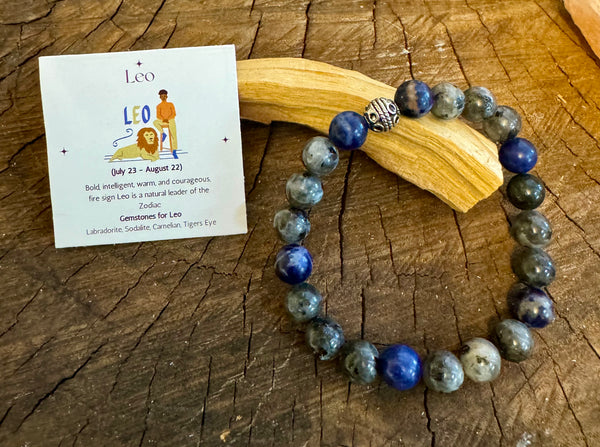 My Two Daughters Jewelry - Leo  Zodiac Bracelet Sodalite and Labradorite