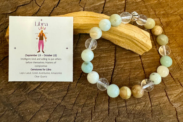 My Two Daughters Jewelry - Libra Bracelet Amazonite and Clear Quartz