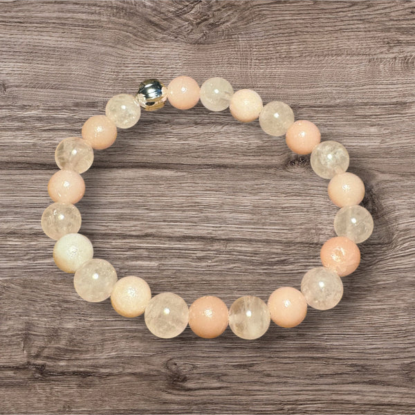 My Two Daughters Jewelry - Libra Rose Quartz and Pink Opal Zodiac Bracelet