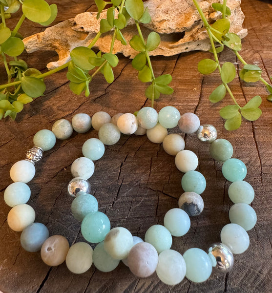 My Two Daughters Jewelry - Matte Caribbean Blue Bracelet with Silver Spacer or no Spacer