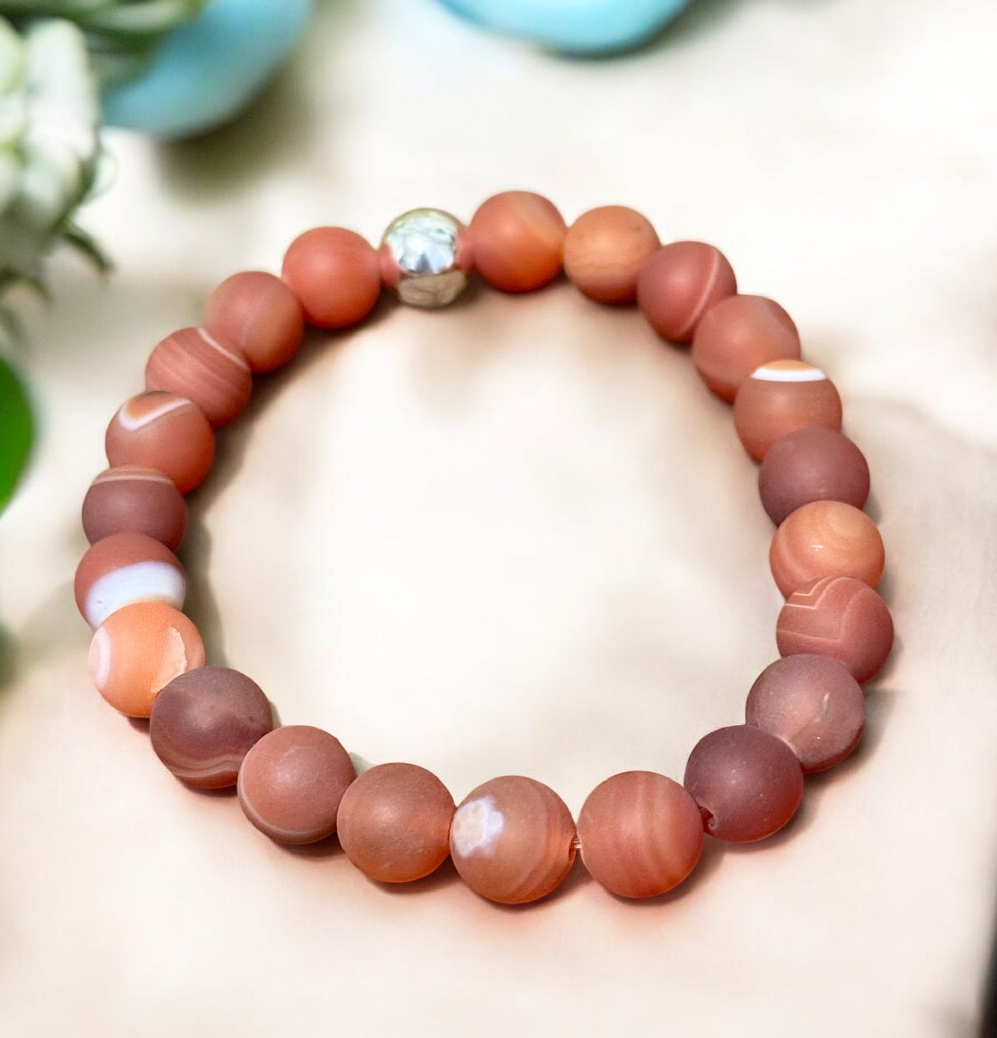 My Two Daughters Jewelry - Matte Carnelian 8mm Beaded Bracelet