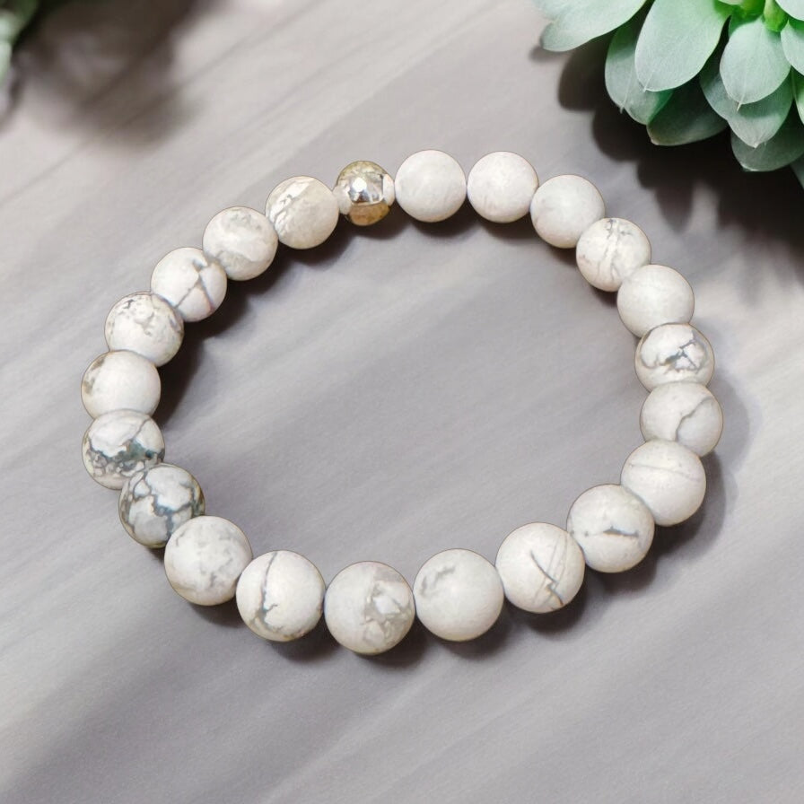 My Two Daughters Jewelry - Matte Howlite 8mm Beaded Bracelet