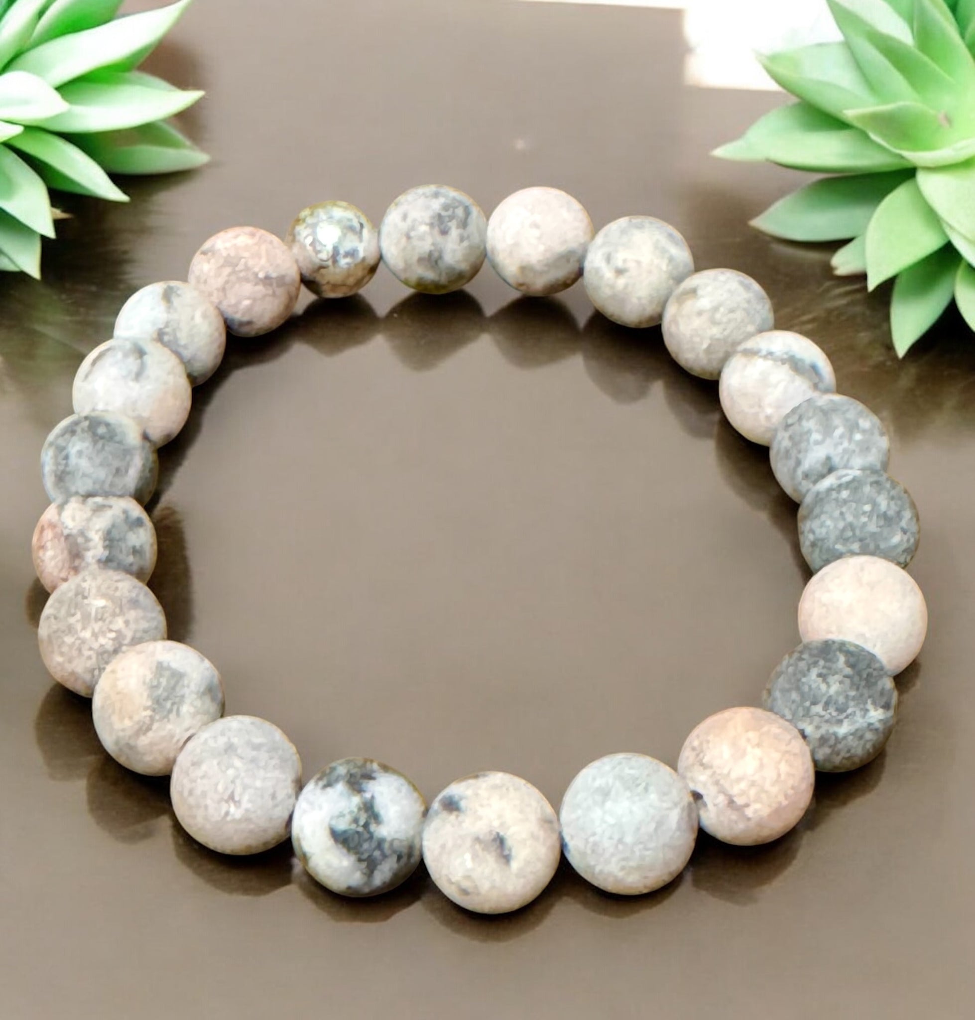 My Two Daughters Jewelry - Matte Pink Zebra Jasper 8mm Beaded Bracelet