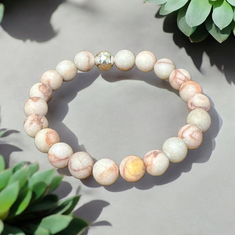 My Two Daughters Jewelry - Matte Red Lined Jasper 8mm Beaded Bracelet