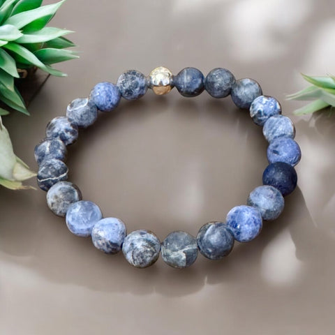 My Two Daughters Jewelry - Matte Sodalite 8mm Beaded Bracelet 1