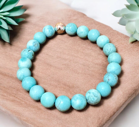 My Two Daughters Jewelry - Matte Turquoise 8mm Beaded Bracelet