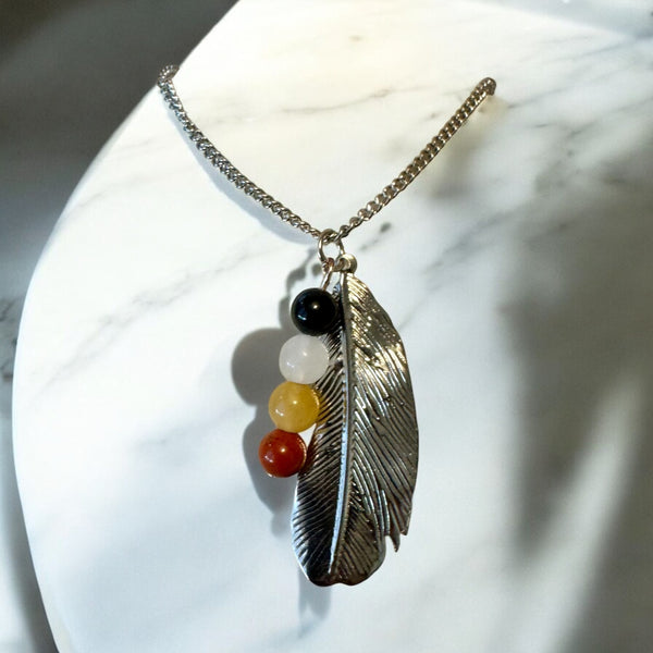 My Two Daughters Jewelry - Medicine Wheel and Feather Pendant 
