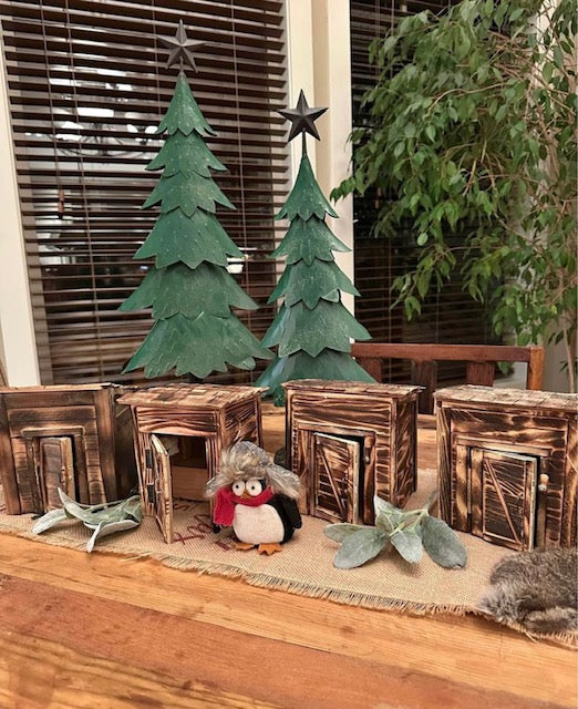 LB - Medium Rustic Handmade Outhouse in Christmas Theme