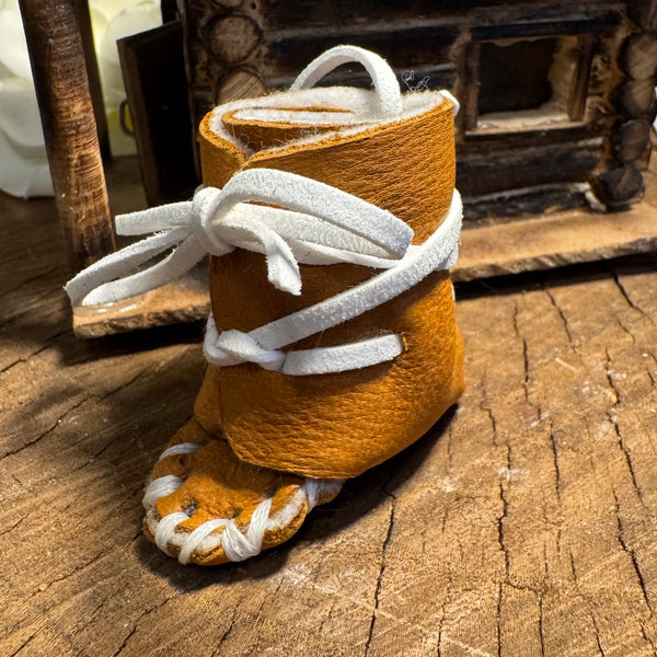 My Two Daughters Jewelry - Mini Mukluk Keychains / Ornaments – Handmade from Deer Hide Brown