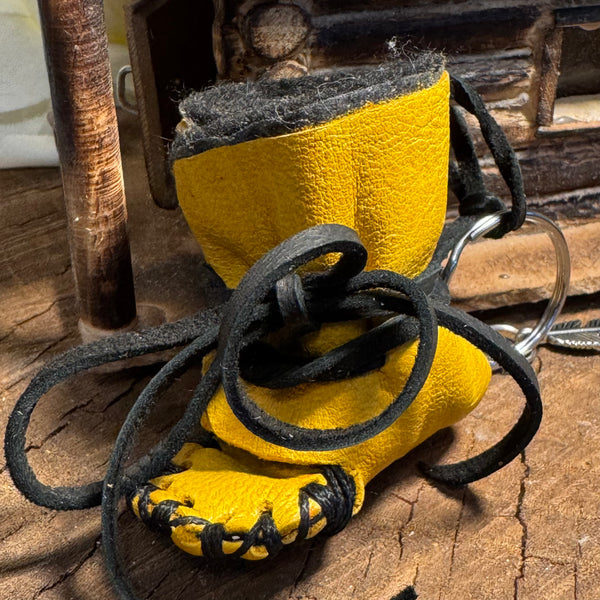 My Two Daughters Jewelry - Mini Mukluk Keychains / Ornaments – Handmade from Deer Hide Golden