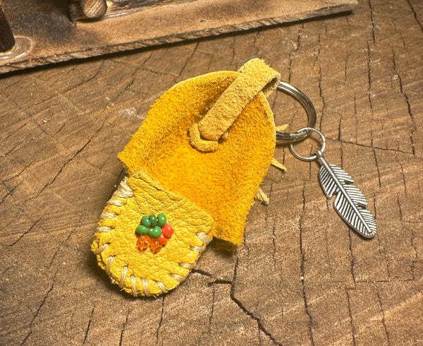 My Two Daughters Jewelry - Moccasin Keychain with green and red beads