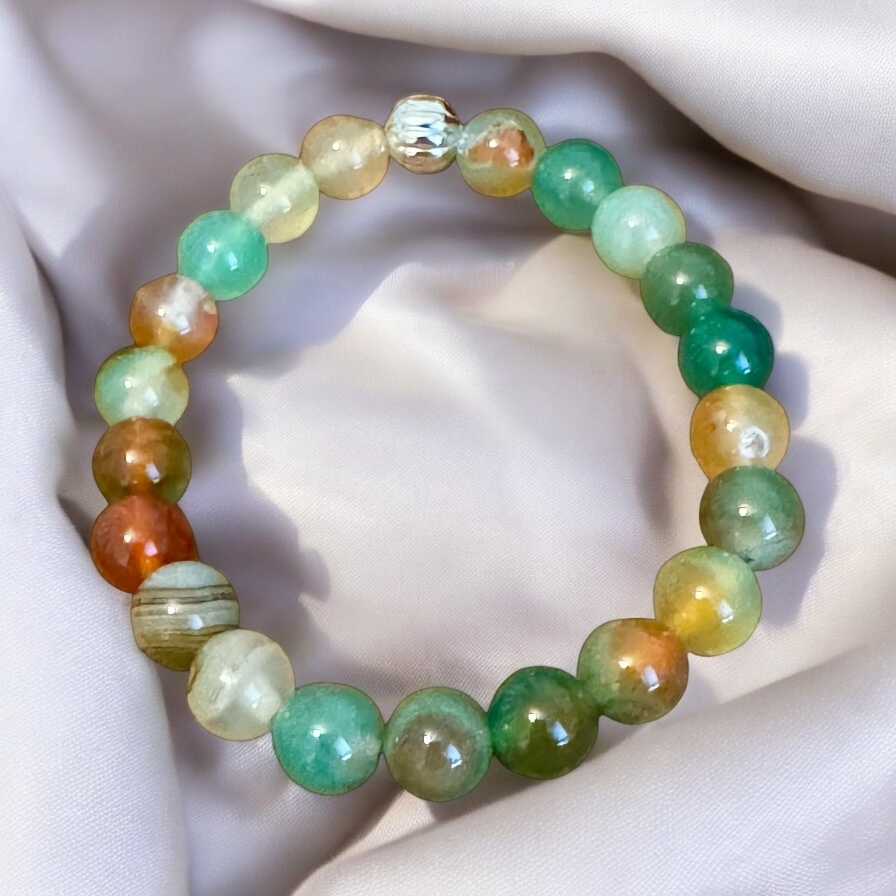 My Two Daughters Jewelry - Peacock Agate 8mm Beaded Bracelet