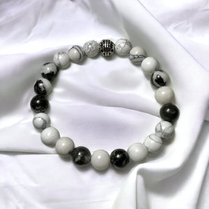 Fancy Beads - 8 mm Howlite & Black Zebra Bracelet