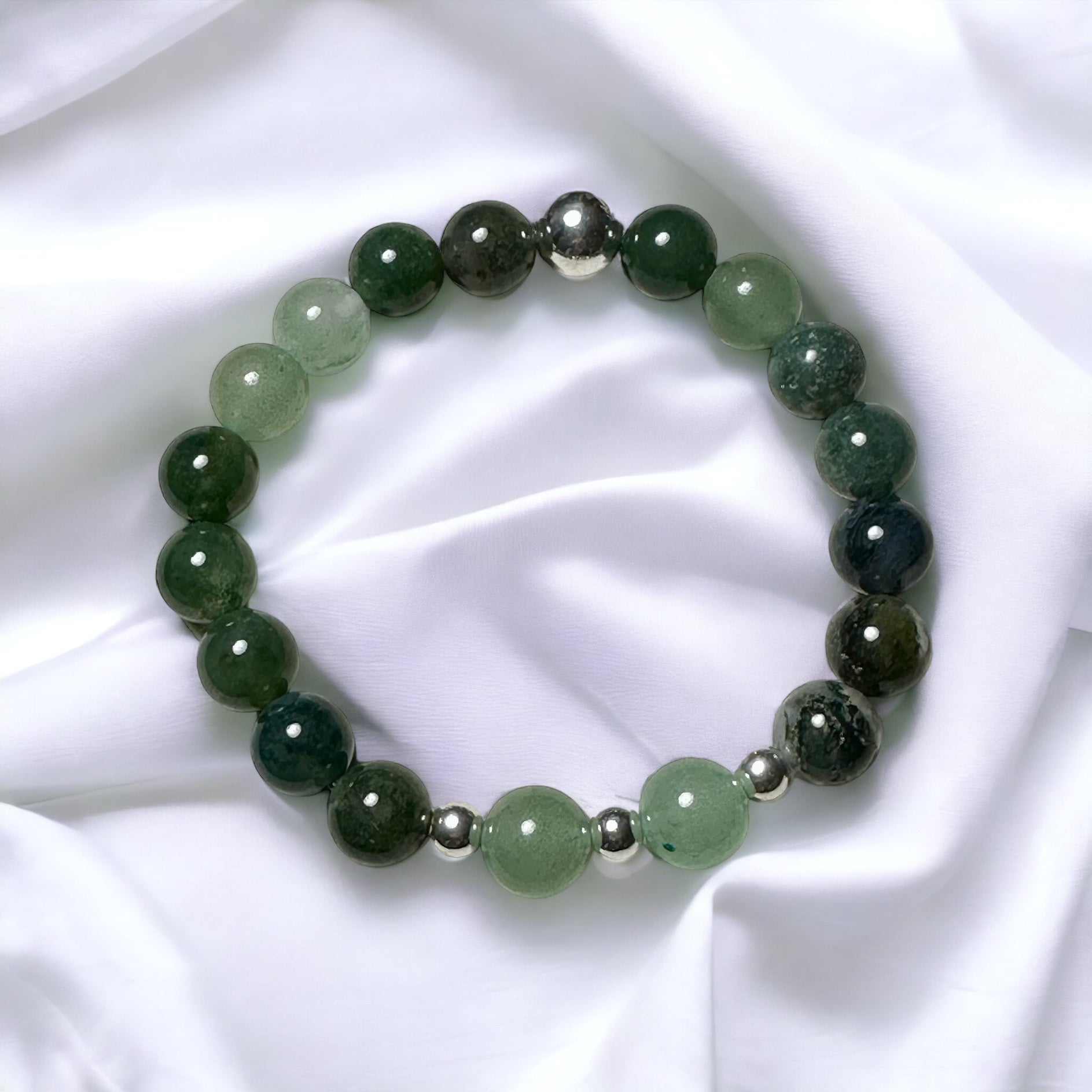 Fancy Beads - 8 mm Green Aventurine & Moss Agate Bracelet