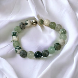 Fancy Beads - 8mm Tree Agate & Green Aventurine Bracelet