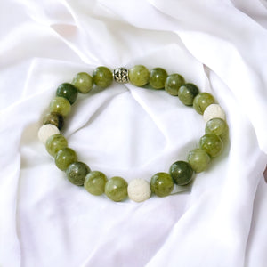 Fancy Beads - 8mm Jade & White Lava