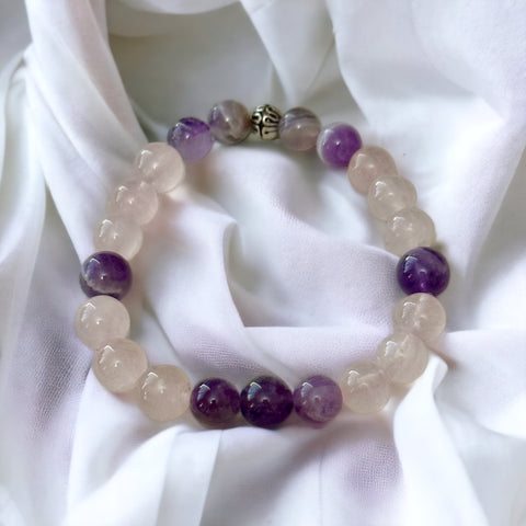 Fancy Beads - 8mm Dream Agate & Rose Quartz Bracelet