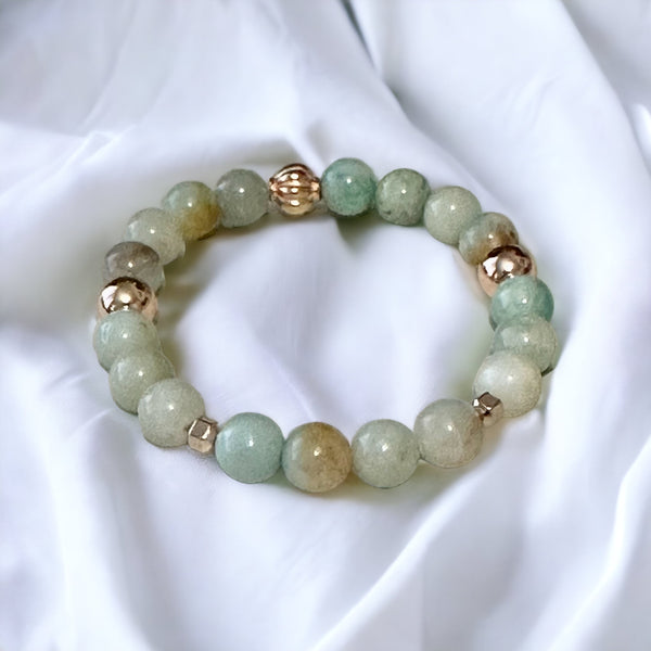 Fancy Beads - 8mm Amazonite & Rose Gold Bracelet