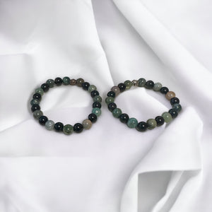Fancy Beads - 8mm Black Agate & Indian Agate Bracelet
