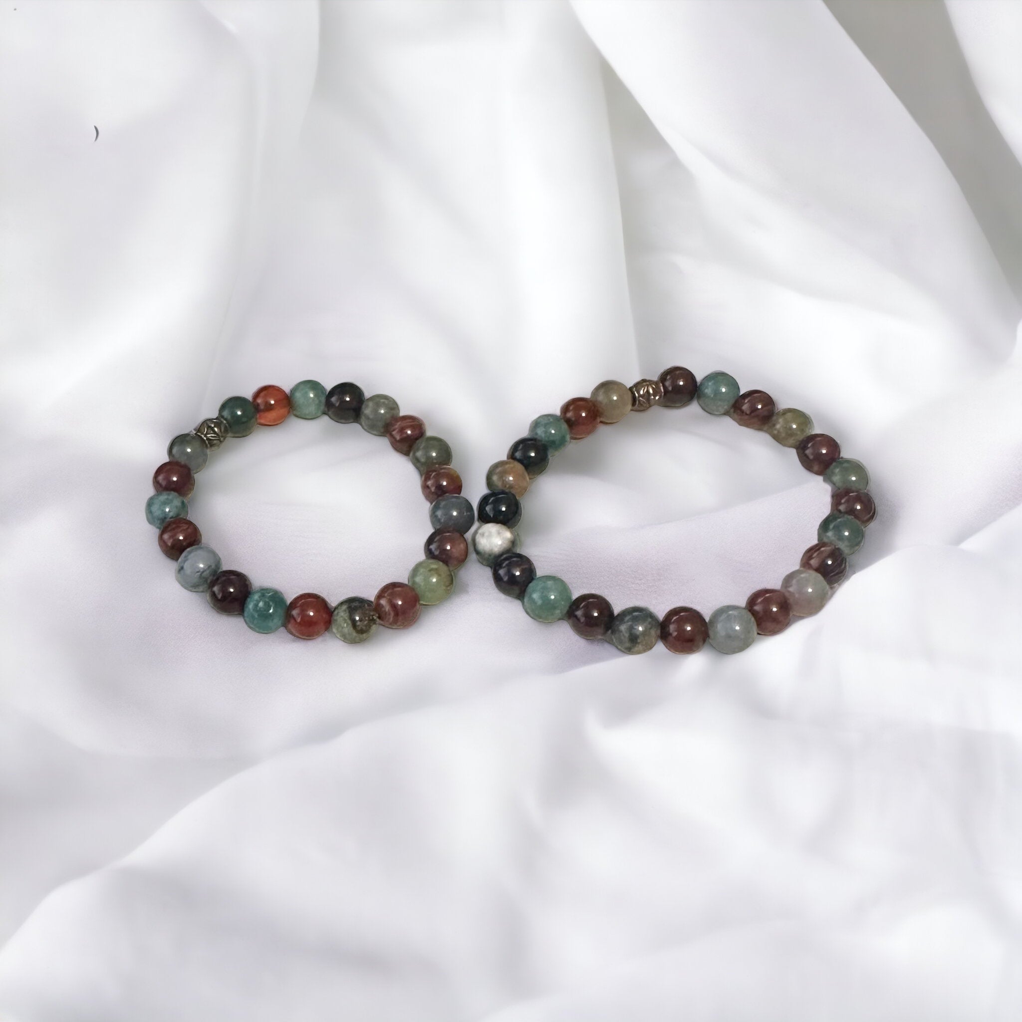Fancy Beads - 8mm Dream Agate & Indian Agate Bracelet
