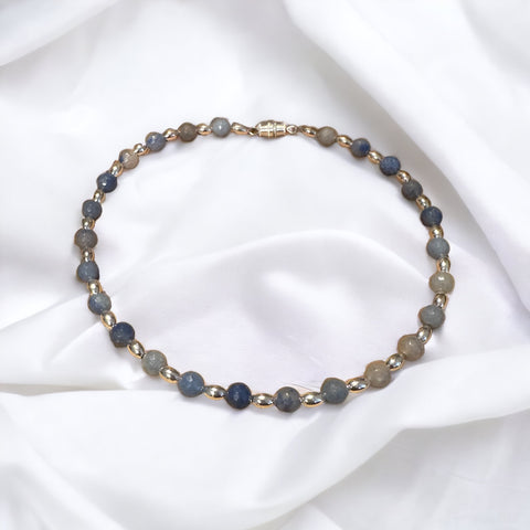 Fancy Beads - Blue Aventurine 6mm Faceted Choker Necklace