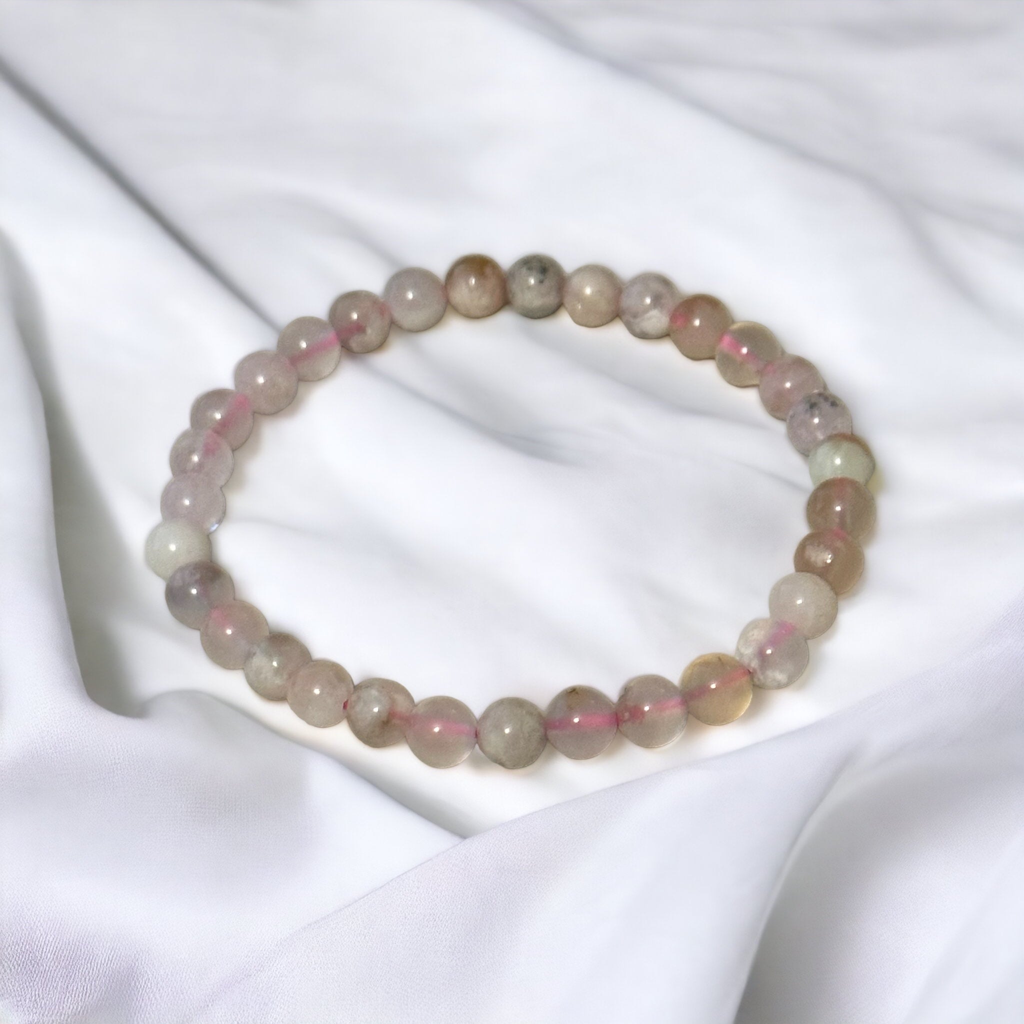 Fancy Beads - 6MM Cherry Blossom Agate Bracelet