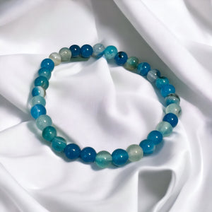 Fancy Beads - 6mm Blue Banded Agate Bracelet