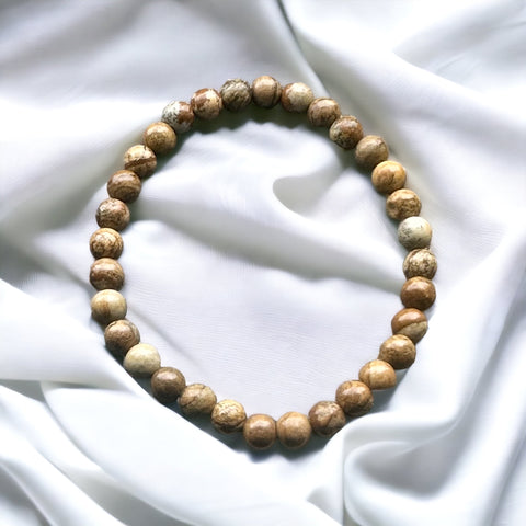 Fancy Beads - 6mm Picture Jasper Bracelet