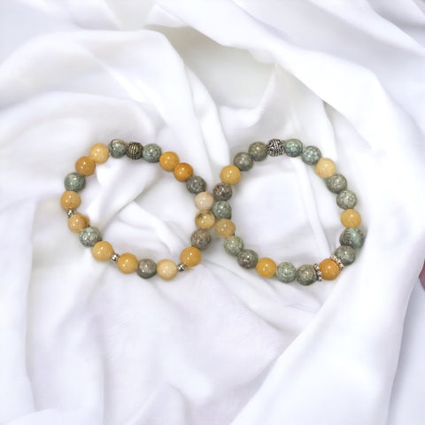 Fancy Beads - 8mm Topaz and Maifanite Stone Bracelet