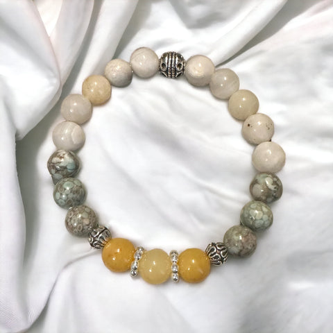 Fancy Beads - 8mm Topaz White Agate & Maifante Bracelet