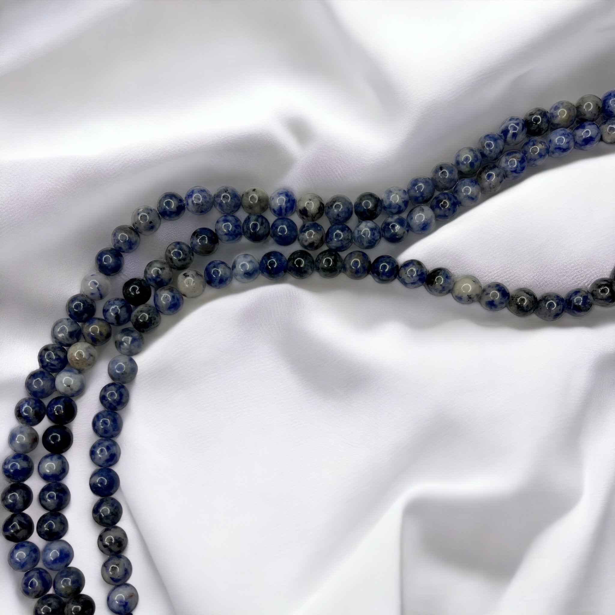 Fancy Beads - 8mm Blue Spot Jasper Strung Beads