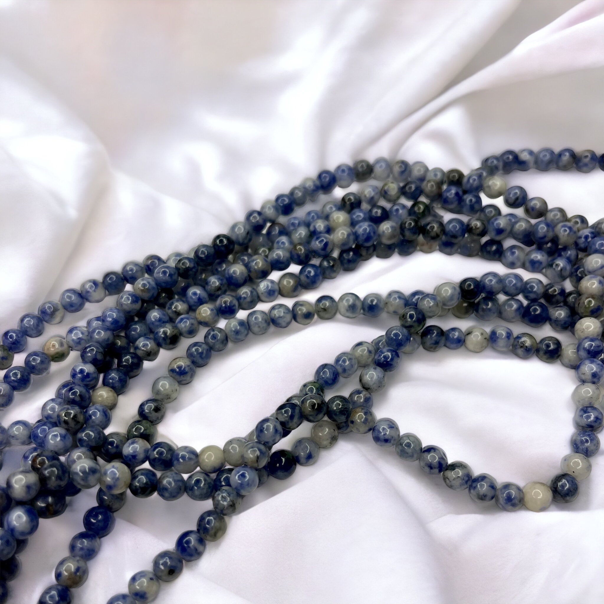 Fancy Beads - 6mm Blue Spot Jasper Strung Beads