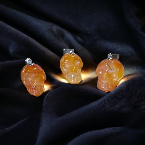 Fancy Beads - Carnelian Skull Pendant